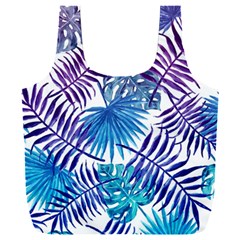 Blue Tropical Leaves Full Print Recycle Bag (xxxl) by goljakoff