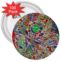 Pop Art - Spirals World 1 3  Buttons (100 Pack) 