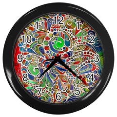 Pop Art - Spirals World 1 Wall Clock (black)