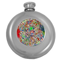 Pop Art - Spirals World 1 Round Hip Flask (5 Oz) by EDDArt