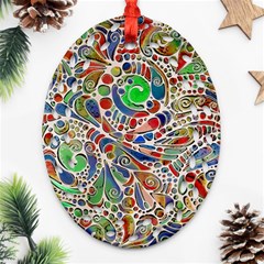 Pop Art - Spirals World 1 Oval Filigree Ornament (two Sides)