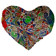 Pop Art - Spirals World 1 Large 19  Premium Heart Shape Cushions by EDDArt