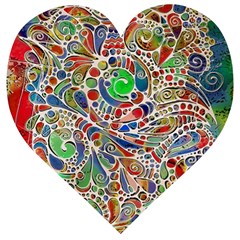 Pop Art - Spirals World 1 Wooden Puzzle Heart by EDDArt