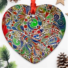 Pop Art - Spirals World 1 Heart Ornament (two Sides) by EDDArt