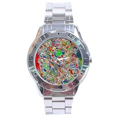 Pop Art - Spirals World 1 Stainless Steel Analogue Watch by EDDArt