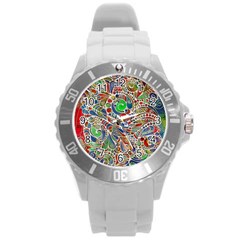 Pop Art - Spirals World 1 Round Plastic Sport Watch (l) by EDDArt