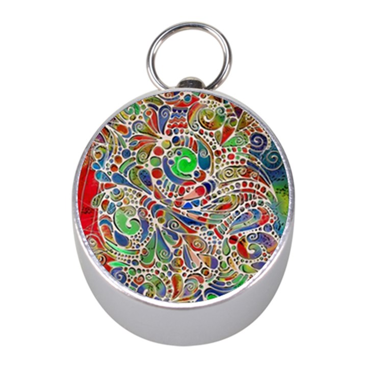 Pop Art - Spirals World 1 Mini Silver Compasses