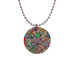 Pop Art - Spirals World 1 1  Button Necklace