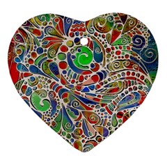 Pop Art - Spirals World 1 Heart Ornament (two Sides)