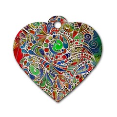 Pop Art - Spirals World 1 Dog Tag Heart (one Side) by EDDArt