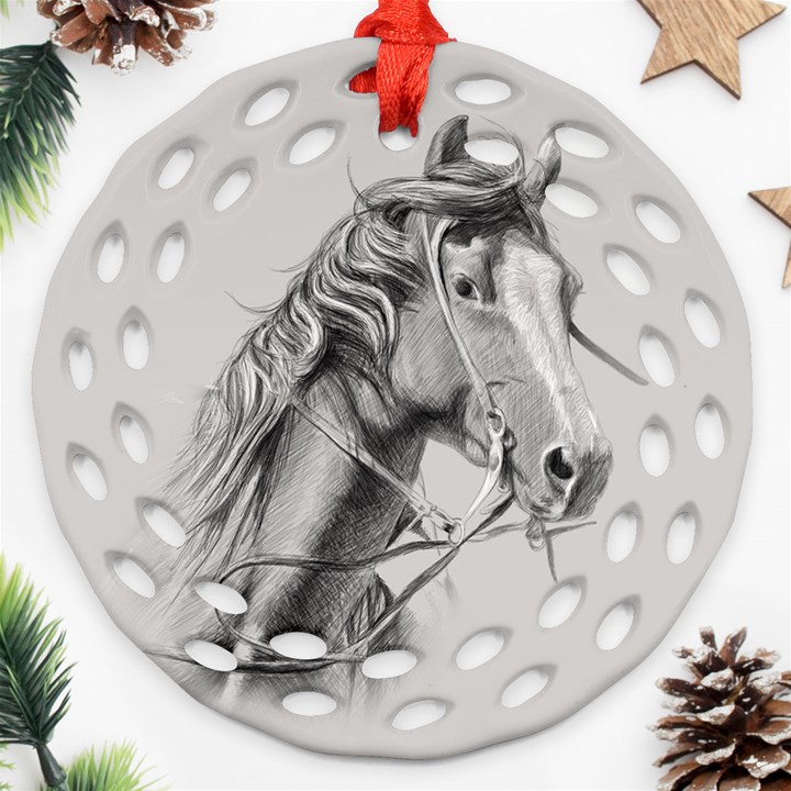 Custom Horse Round Filigree Ornament (Two Sides)