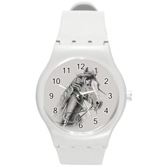 Custom Horse Round Plastic Sport Watch (m) by HermanTelo