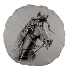 Custom Horse Large 18  Premium Flano Round Cushions by HermanTelo