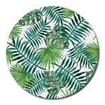 Green tropical leaves Round Mousepads Front