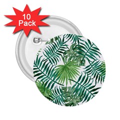 Green Tropical Leaves 2 25  Buttons (10 Pack)  by goljakoff