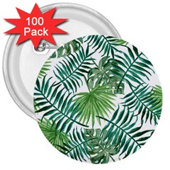 Green Tropical Leaves 3  Buttons (100 Pack)  by goljakoff