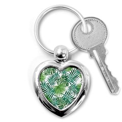 Green Tropical Leaves Key Chain (heart) by goljakoff