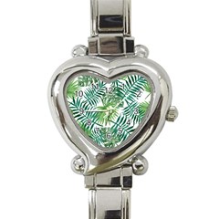 Green Tropical Leaves Heart Italian Charm Watch by goljakoff