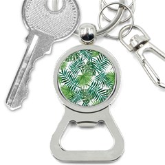 Green Tropical Leaves Bottle Opener Key Chain by goljakoff