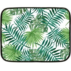 Green Tropical Leaves Double Sided Fleece Blanket (mini)  by goljakoff