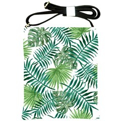 Green Tropical Leaves Shoulder Sling Bag by goljakoff