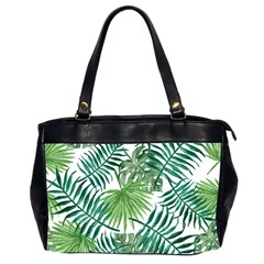 Green Tropical Leaves Oversize Office Handbag (2 Sides) by goljakoff