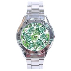 Green Tropical Leaves Stainless Steel Analogue Watch by goljakoff