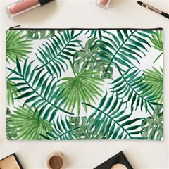 Green Tropical Leaves Cosmetic Bag (xxxl) by goljakoff