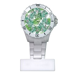 Green Tropical Leaves Plastic Nurses Watch by goljakoff