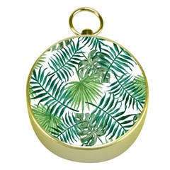 Green Tropical Leaves Gold Compasses by goljakoff