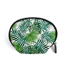 Green Tropical Leaves Accessory Pouch (small) by goljakoff