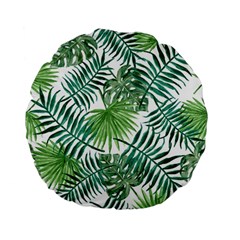 Green Tropical Leaves Standard 15  Premium Flano Round Cushions by goljakoff