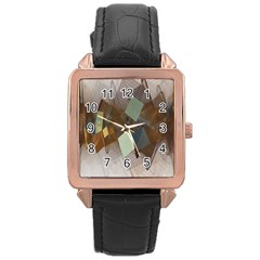 Geometry Diamond Rose Gold Leather Watch  by Sparkle