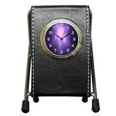 Violet Spark Pen Holder Desk Clock by Sparkle