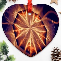 Sun Fractal Heart Ornament (two Sides) by Sparkle