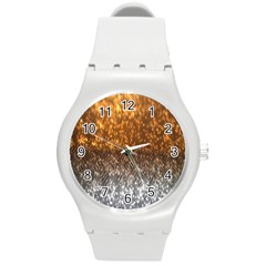 Glitter Gold Round Plastic Sport Watch (m) by Sparkle