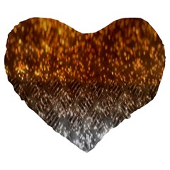 Glitter Gold Large 19  Premium Heart Shape Cushions by Sparkle