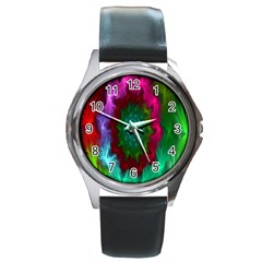 Rainbow Waves Round Metal Watch