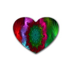 Rainbow Waves Rubber Coaster (heart)  by Sparkle