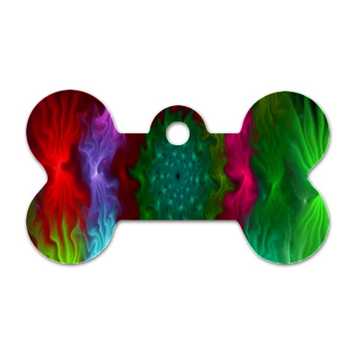 Rainbow Waves Dog Tag Bone (Two Sides)