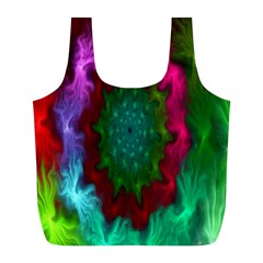 Rainbow Waves Full Print Recycle Bag (l) by Sparkle