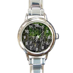 Green Glitter Squre Round Italian Charm Watch