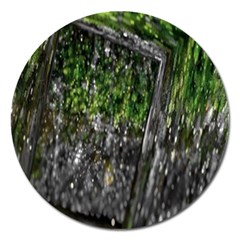 Green Glitter Squre Magnet 5  (round) by Sparkle