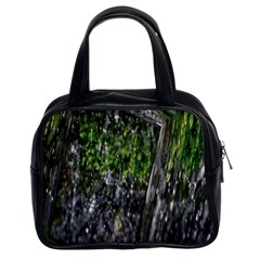 Green Glitter Squre Classic Handbag (two Sides) by Sparkle