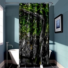 Green Glitter Squre Shower Curtain 36  X 72  (stall)  by Sparkle