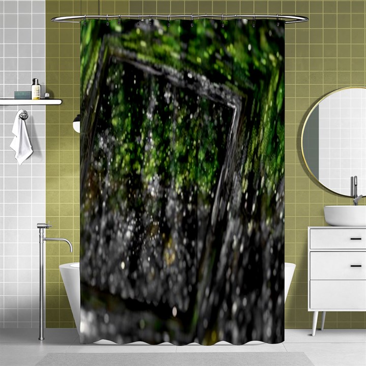 Green Glitter Squre Shower Curtain 48  x 72  (Small) 