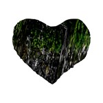 Green Glitter Squre Standard 16  Premium Flano Heart Shape Cushions Front