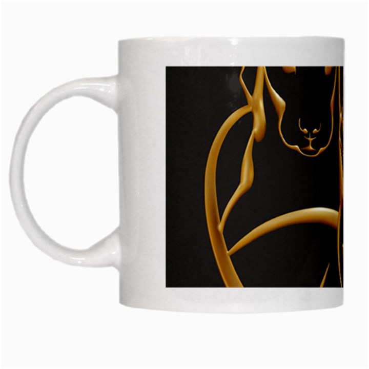 Gold Dog Cat Animal Jewel White Mugs