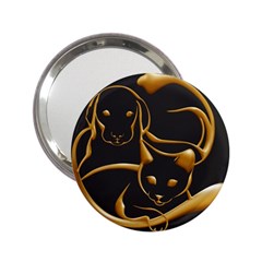 Gold Dog Cat Animal Jewel 2 25  Handbag Mirrors by HermanTelo