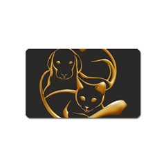 Gold Dog Cat Animal Jewel Magnet (name Card) by HermanTelo